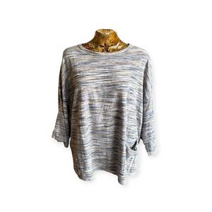 Pure Jill top brown blue short sleeve large